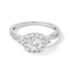 Thumbnail Image 1 of 1.00 CT. T.W. Certified Lab-Created Diamond Cushion Frame Twist Shank Engagement Ring in 10K White Gold (F/SI2)