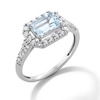 Thumbnail Image 2 of Sideways Emerald-Cut Blue Aquamarine and White Lab-Created Sapphire Frame Ring in Sterling Silver