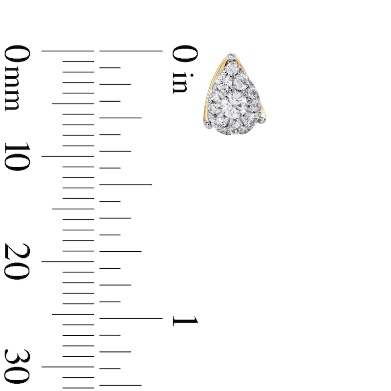 Main Image 2 of 0.30 CT. T.W. Pear-Shaped Multi-Diamond Stud Earrings in 10K Gold