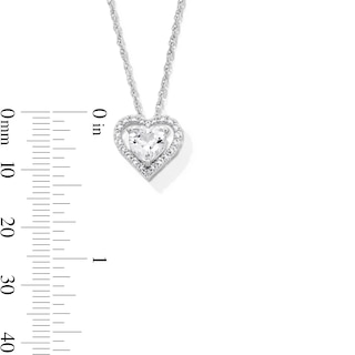 6.0mm Heart-Shaped White Lab-Created Sapphire Frame Pendant in Sterling Silver