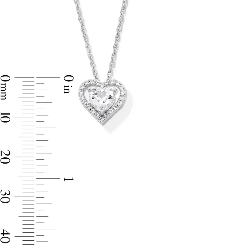 Main Image 2 of 6.0mm Heart-Shaped White Lab-Created Sapphire Frame Pendant in Sterling Silver