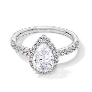 1.95 CT. T.W. Pear-Shaped Certified Lab-Created Diamond Frame Engagement Ring in 14K White Gold (F/VS2)