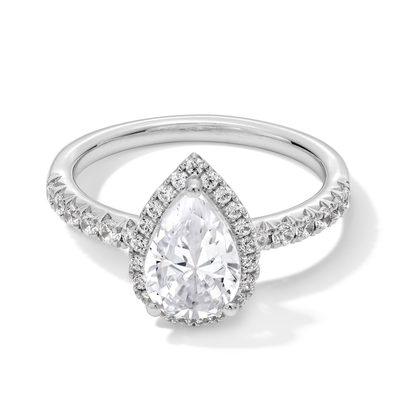 Main Image 1 of 1.95 CT. T.W. Pear-Shaped Certified Lab-Created Diamond Frame Engagement Ring in 14K White Gold (F/VS2)