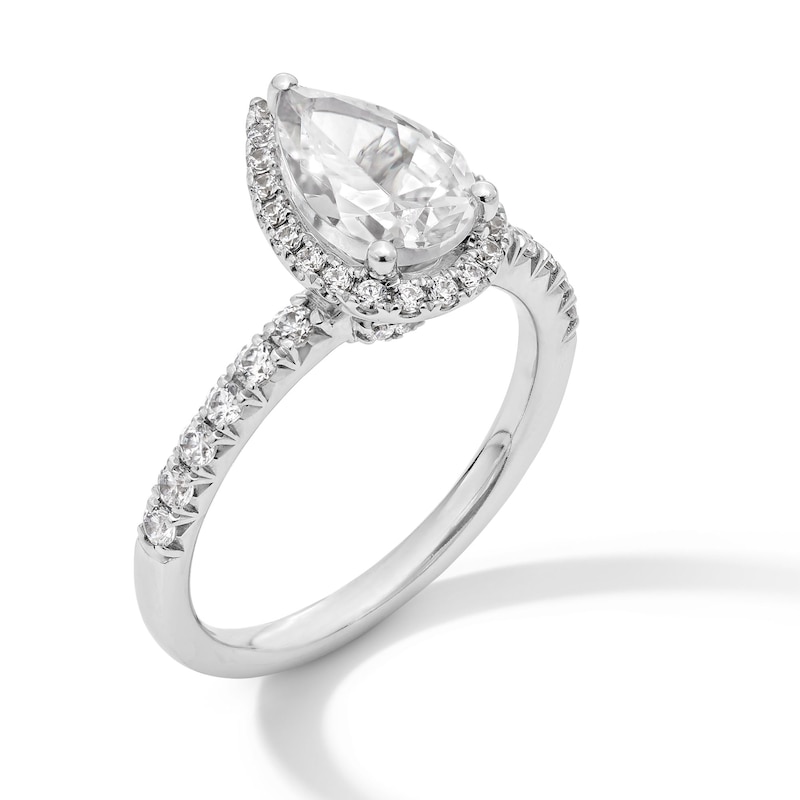 1.95 CT. T.W. Pear-Shaped Certified Lab-Created Diamond Frame Engagement Ring in 14K White Gold (F/VS2)