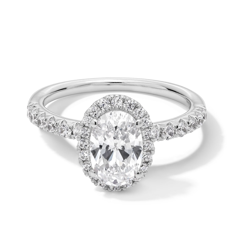 1.95 CT. T.W. Oval Certified Lab-Created Diamond Frame Engagement Ring in 14K White Gold (F/VS2)