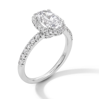 1.95 CT. T.W. Oval Certified Lab-Created Diamond Frame Engagement Ring in 14K White Gold (F/VS2)