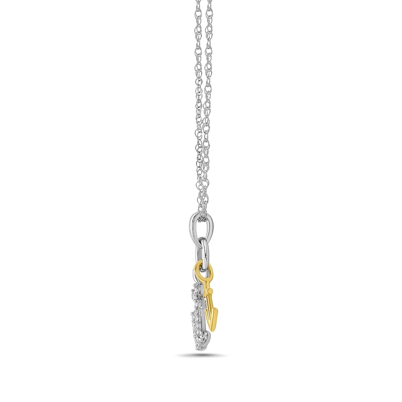 Main Image 3 of 0.085 CT. T.W. Diamond Anchors Double Charm Pendant in 10K Two-Tone Gold