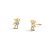 Child’s 3.5mm Cubic Zirconia Stuffed Teddy Bear Stud Earrings in Solid 14K Gold