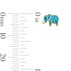 Child's Turquoise and Black Enamel Elephant Stud Earrings in Solid 14K Gold