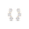 Child’s Cubic Zirconia Curved Three Stone Stud Earrings in Solid 14K Gold