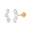 Child’s Cubic Zirconia Curved Three Stone Stud Earrings in Solid 14K Gold