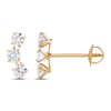 Child’s Cubic Zirconia Curved Three Stone Stud Earrings in Solid 14K Gold