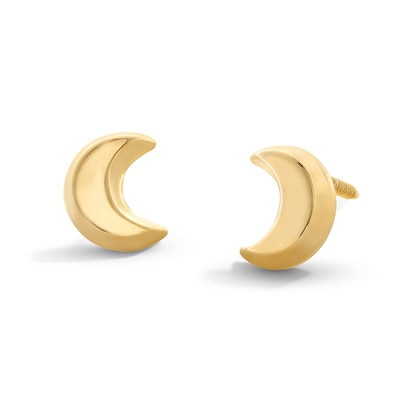 Child’s Crescent Moon Stud Earrings in Solid 14K Gold