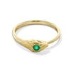 Thumbnail Image 1 of Emerald and Diamond Accent Textured Snake Ring in 10K Gold