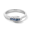 Blue Sapphire and Diamond Accent Textured Snake Ring in 10K White Gold