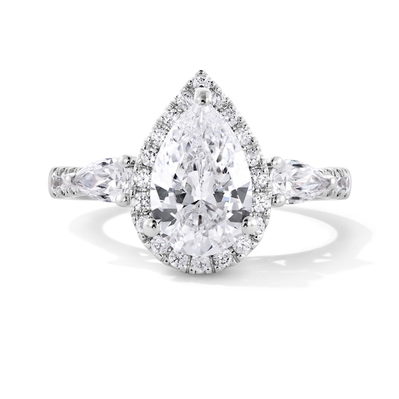 Emmy London 2.30 CT. T.W. Pear-Shaped Certified Lab-Created Diamond Frame Engagement Ring in 18K White Gold (F/VS2)