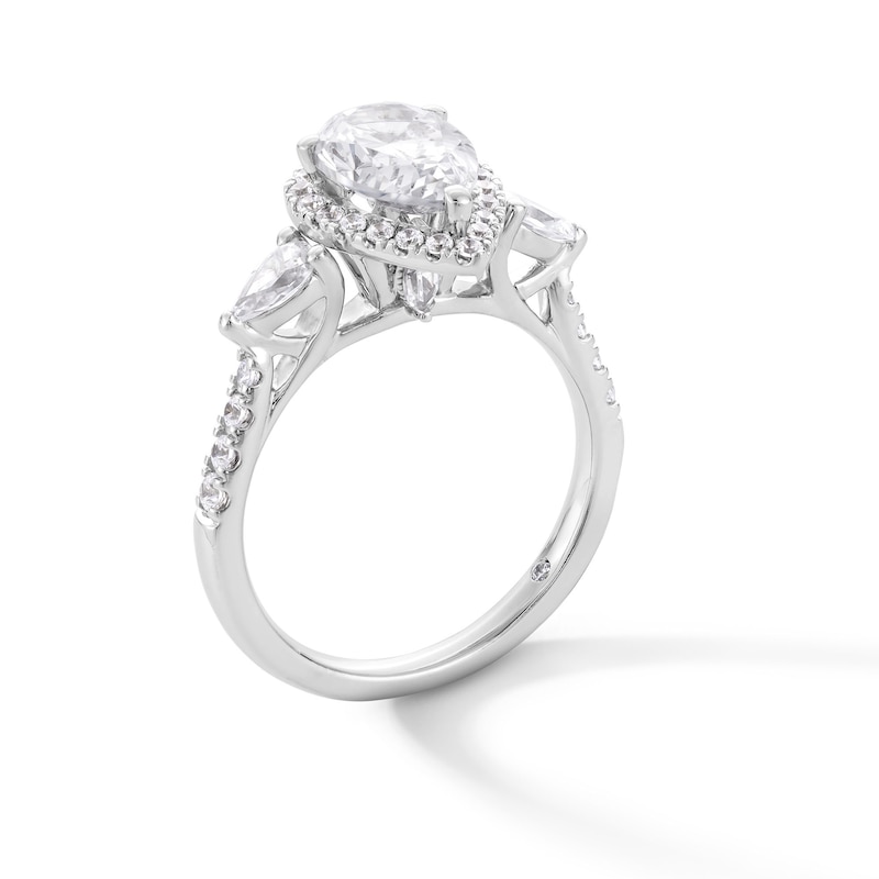 Emmy London 2.30 CT. T.W. Pear-Shaped Certified Lab-Created Diamond Frame Engagement Ring in 18K White Gold (F/VS2)