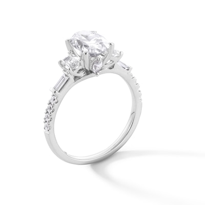 Emmy London 2.25 CT. T.W. Oval Certified Lab-Created Diamond Collar Engagement Ring in 18K White Gold (F/VS2)