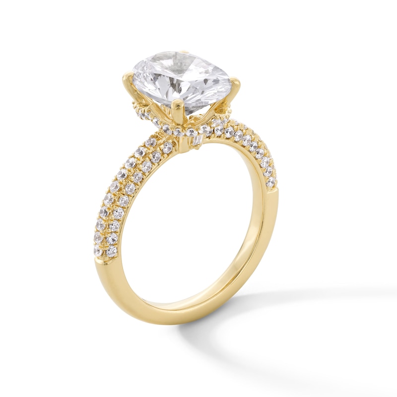 Main Image 3 of Emmy London 3.60 CT. T.W. Oval Certified Lab-Created Diamond Engagement Ring in 18K Gold (F/VS2)