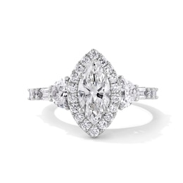 Emmy London 2.30 CT. T.W. Marquise-Cut Certified Lab-Created Diamond Frame Engagement Ring in 18K White Gold (F/VS2)