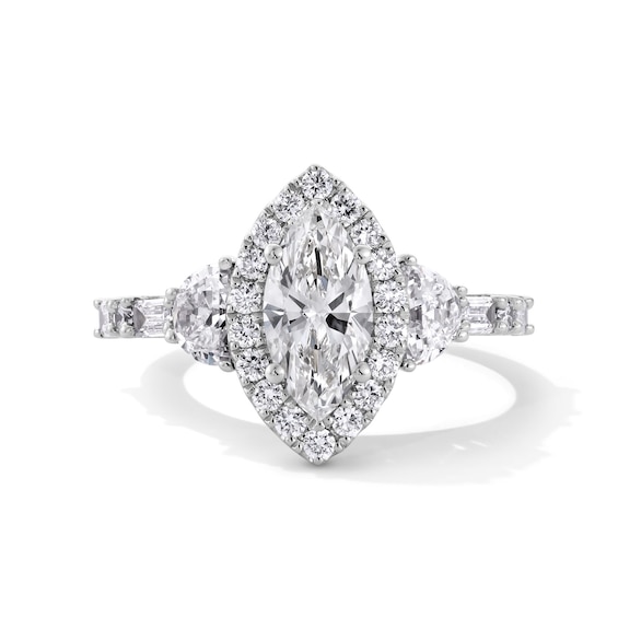 Emmy London 2.30 CT. T.W. Marquise-Cut Certified Lab-Created Diamond Frame Engagement Ring in 18K White Gold (F/VS2)