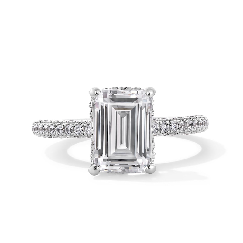 Emmy London 3.60 CT. T.W. Emerald-Cut Certified Lab-Created Diamond Engagement in 18K White Gold (F/VS2)