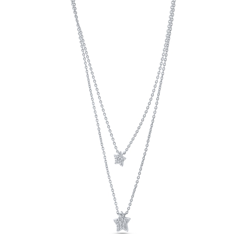 0.18 CT. T.W. Diamond Stars Double Strand Necklace in Sterling Silver