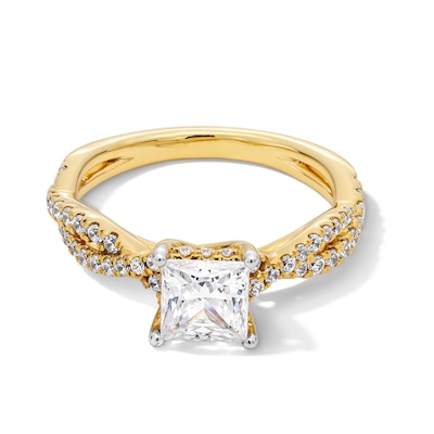 1.40 CT. T.W. Princess-Cut Certified Lab-Created Diamond Twist Shank Engagement Ring in 14K Gold (F/VS2