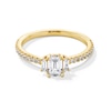 0.69 CT. T.W. Emerald-Cut Canadian Certified Centre Diamond Three Stone Engagement Ring in 14K Gold (I/SI2)