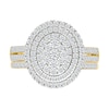 0.95 CT. T.W. Oval-Shaped Multi-Diamond Double Frame Double Row Bridal Set in 10K Gold