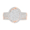 CT. T.W. Oval-Shaped Multi-Diamond Swirl Frame Triple Row Bridal Set in 10K Rose Gold