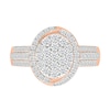 CT. T.W. Oval-Shaped Multi-Diamond Swirl Frame Triple Row Bridal Set in 10K Rose Gold