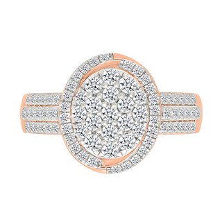 CT. T.W. Oval-Shaped Multi-Diamond Swirl Frame Triple Row Bridal Set in 10K Rose Gold