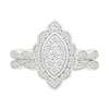 0.45 CT. T.W. Marquise-Shaped Multi-Diamond Flower Frame Scallop Shank Bridal Set in 10K Gold