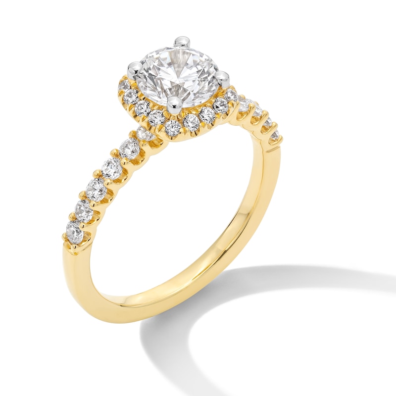 Main Image 3 of 1.50 CT. T.W. Certified Lab-Created Diamond Cushion Frame Engagement Ring in 14K Gold (F/VS2)