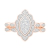 0.45 CT. T.W. Marquise-Shaped Multi-Diamond Flower Frame Scallop Shank Bridal Set in 10K Rose Gold