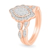 0.45 CT. T.W. Marquise-Shaped Multi-Diamond Flower Frame Scallop Shank Bridal Set in 10K Rose Gold