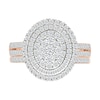 0.95 CT. T.W. Oval-Shaped Multi-Diamond Double Frame Double Row Bridal Set in 10K Rose Gold