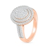 0.95 CT. T.W. Oval-Shaped Multi-Diamond Double Frame Double Row Bridal Set in 10K Rose Gold