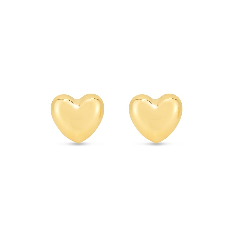 Polished Heart Stud Earrings in 14K Gold