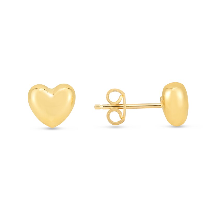 Polished Heart Stud Earrings in 14K Gold