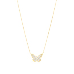 Diamond-Cut Lattice Butterfly Necklace in 14K Two-Tone Gold