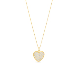 Diamond-Cut Lattice Heart Pendant in 14K Two-Tone Gold