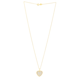 Diamond-Cut Lattice Heart Pendant in 14K Two-Tone Gold