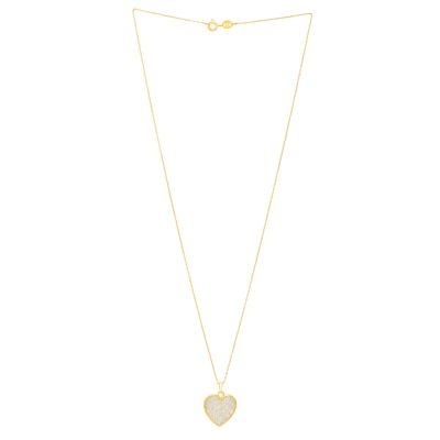 Diamond-Cut Lattice Heart Pendant in 14K Two-Tone Gold