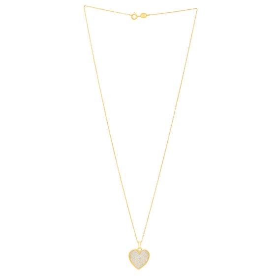 Diamond-Cut Lattice Heart Pendant in 14K Two-Tone Gold