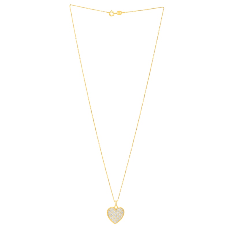 Diamond-Cut Lattice Heart Pendant in 14K Two-Tone Gold