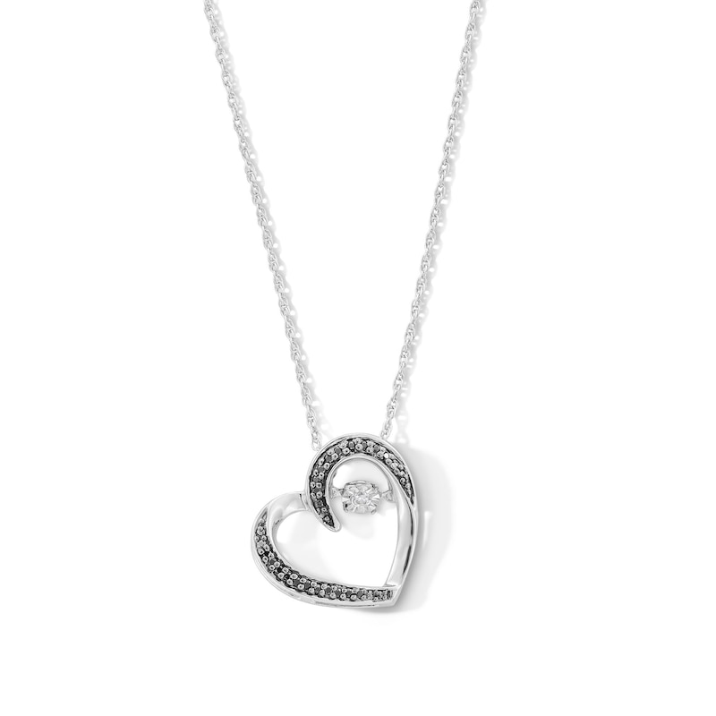 Unstoppable Love™ 0.10 CT. T.W. Black and White Diamond Tilted Heart Pendant in Sterling Silver