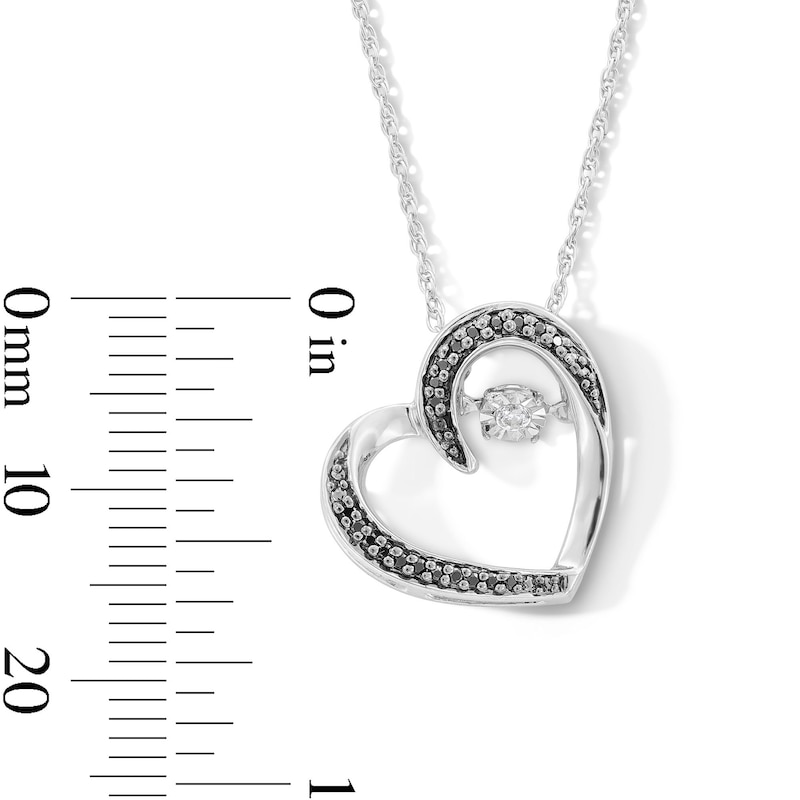 Main Image 2 of Unstoppable Love™ 0.10 CT. T.W. Black and White Diamond Tilted Heart Pendant in Sterling Silver