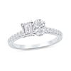 1.25 CT. T.W. Oval and Emerald-Cut Certified Lab-Created Diamond Engagement Ring in 14K Gold (F/VS2